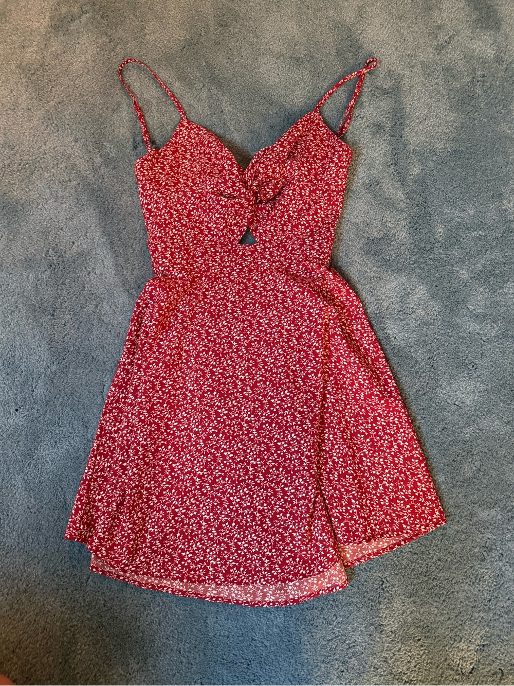 SHEIN Red Floral Tie-Front Mini Dress